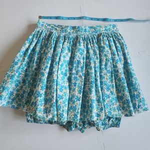 Blue floral handmade retro short skort
